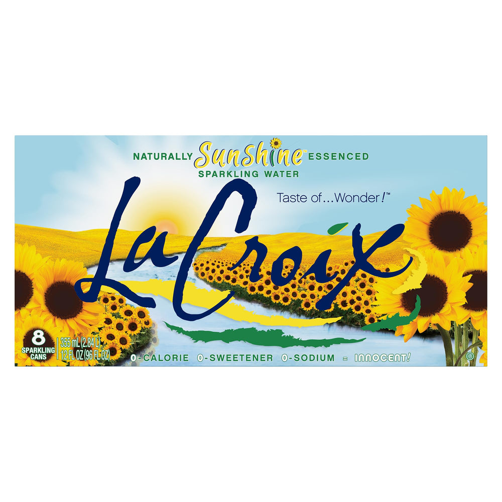 La Croix Sunshine refreshing bubbles ideal for poolside enjoyment.