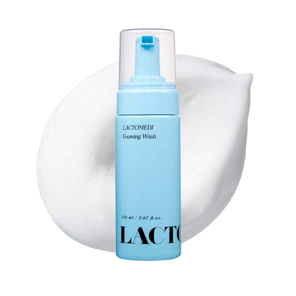 LACTOMEDI Feminine Foaming Wash bottle with pump for controlled, gentle cleansing.
