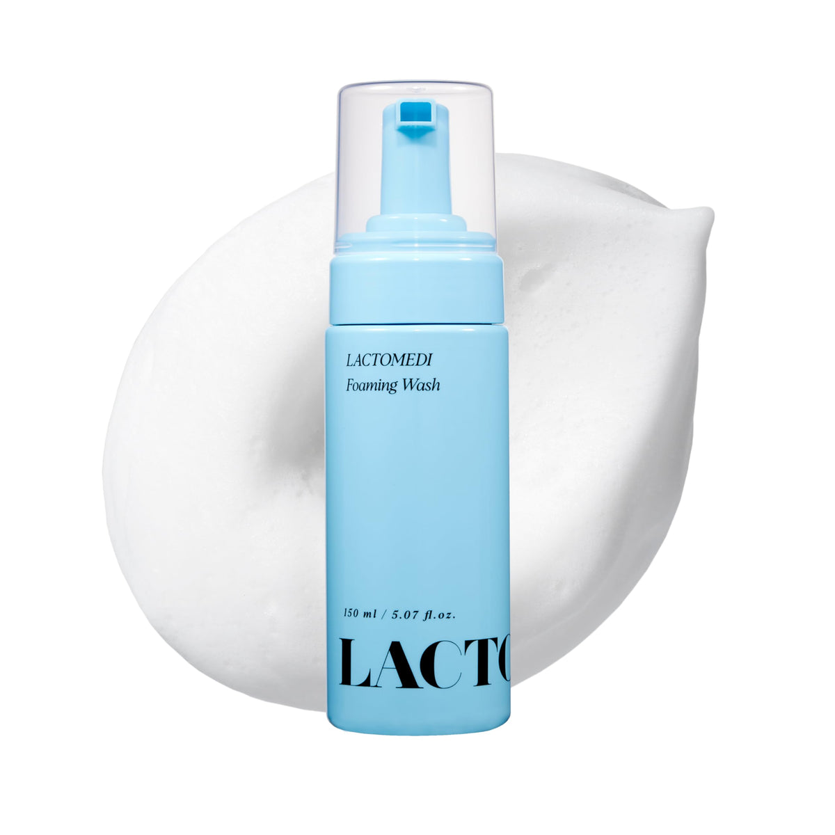 LACTOMEDI Feminine Foaming Wash bottle with pump for controlled, gentle cleansing.