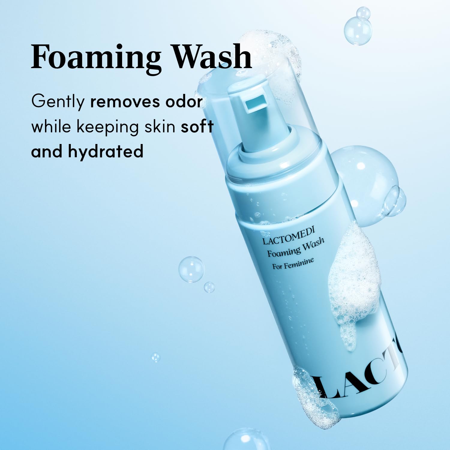 LACTOMEDI foaming wash luxurious foam for comfortable daily intimate care.