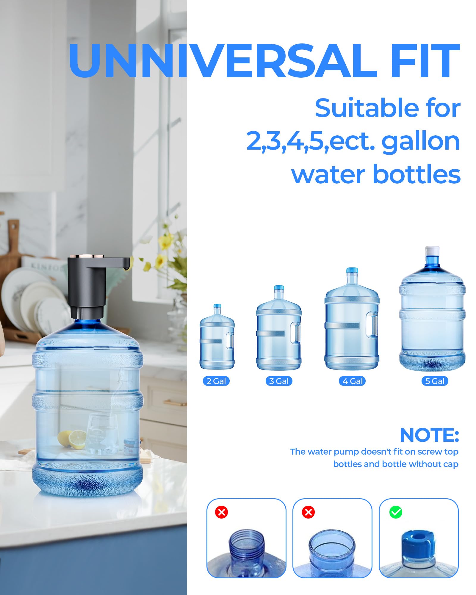 LADFAR water bottle pump automatic switch enables hands free dispensing