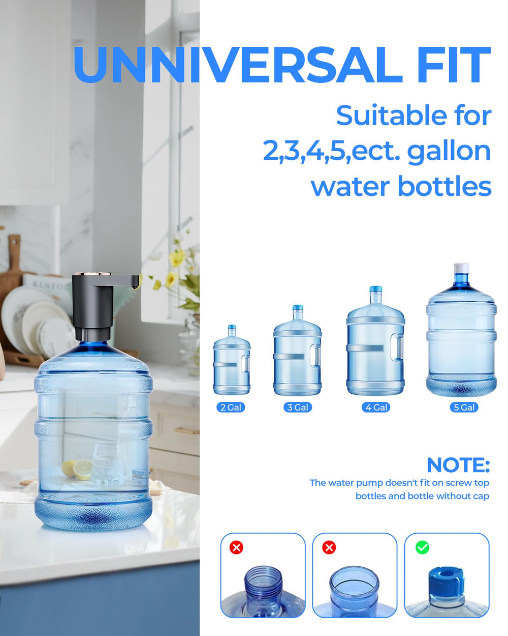 LADFAR water bottle pump automatic switch enables hands free dispensing