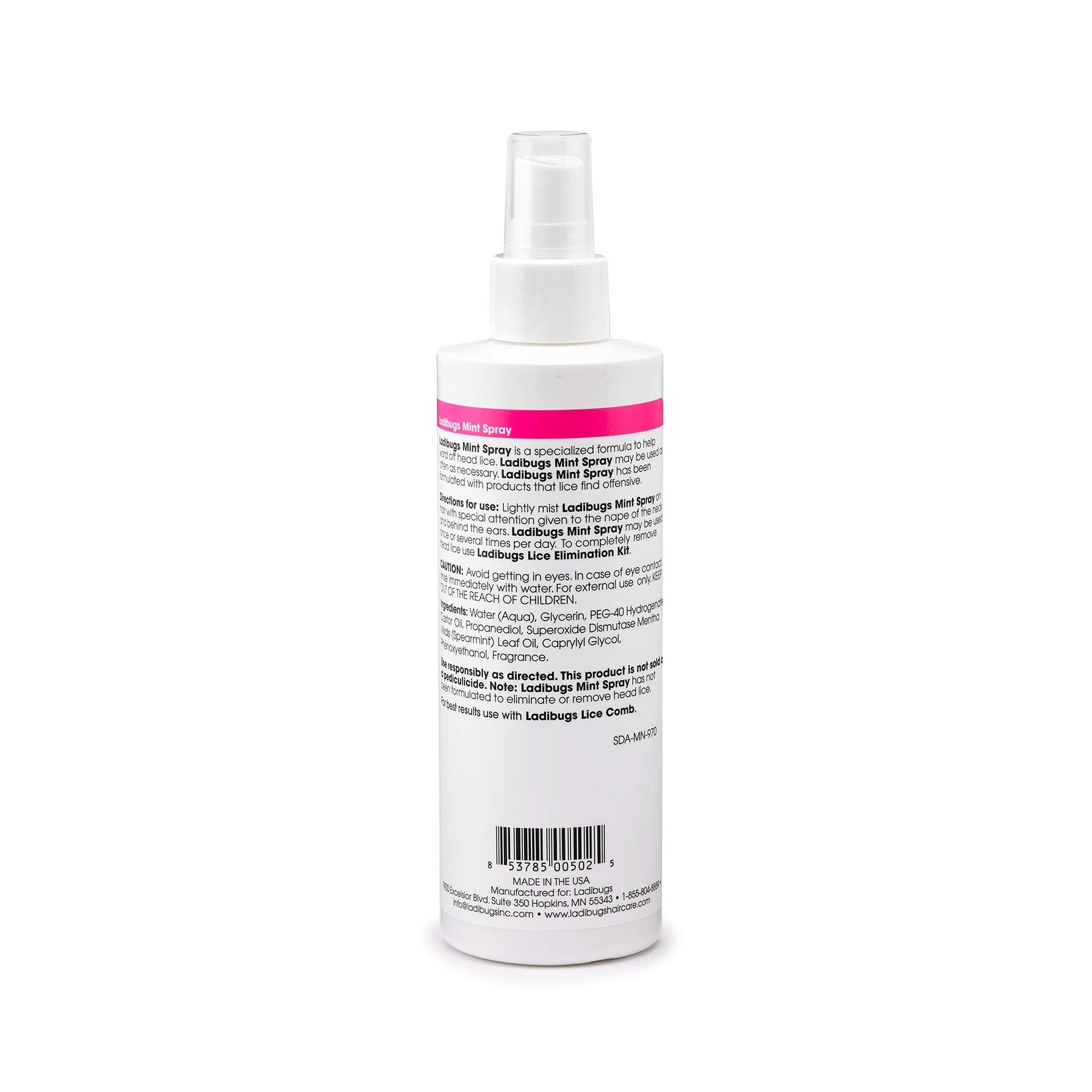 Ladibugs mint scent spray highlighting pleasant aroma and lice protection