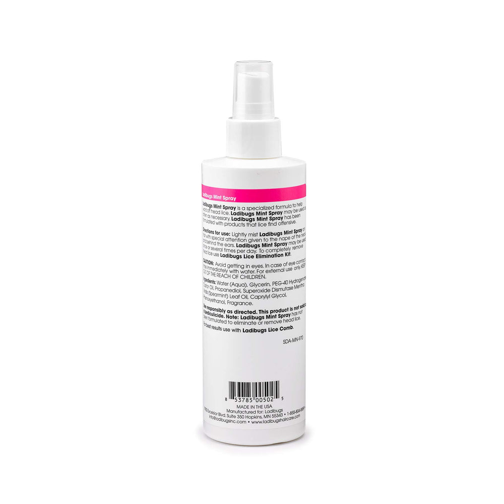 Ladibugs mint scent spray highlighting pleasant aroma and lice protection