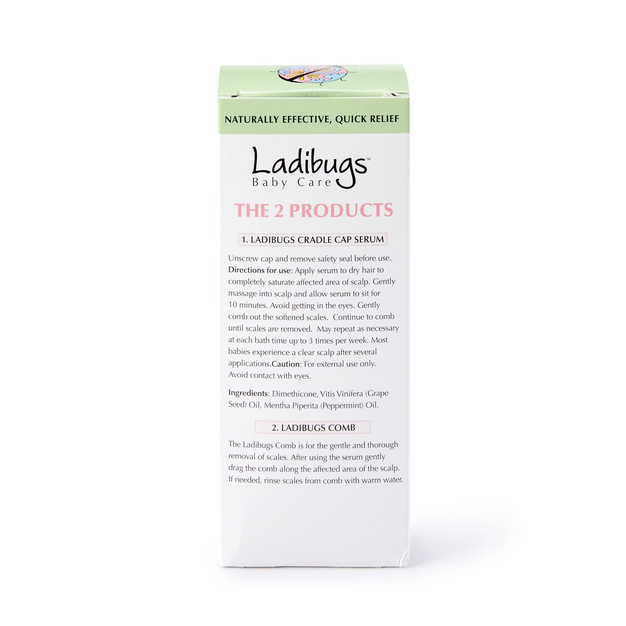 Ladibugs serum is massaged into the scalp for soothing nourishment.