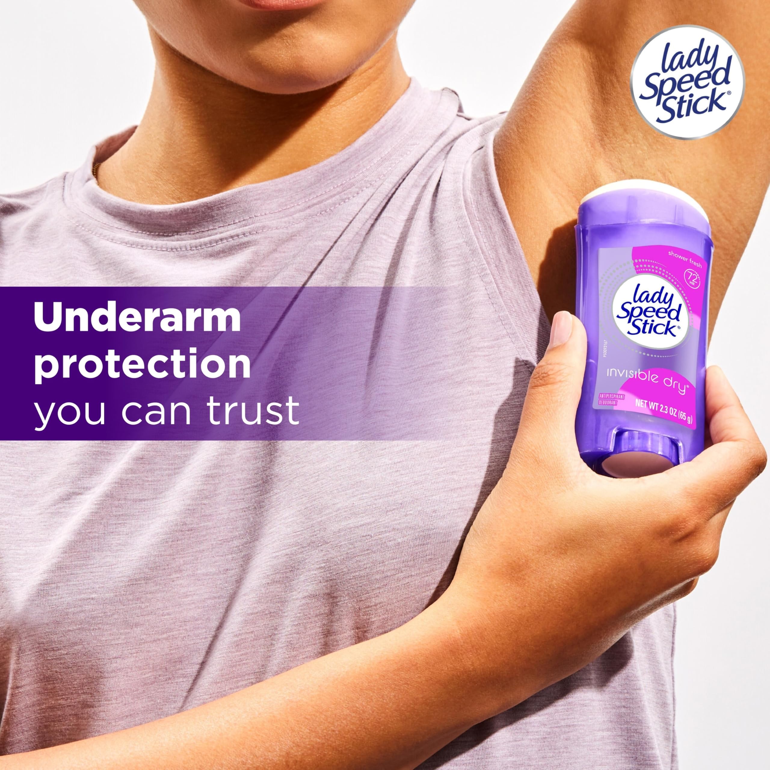 Lady Speed Stick 72-hour protection for long days at work or gym.
