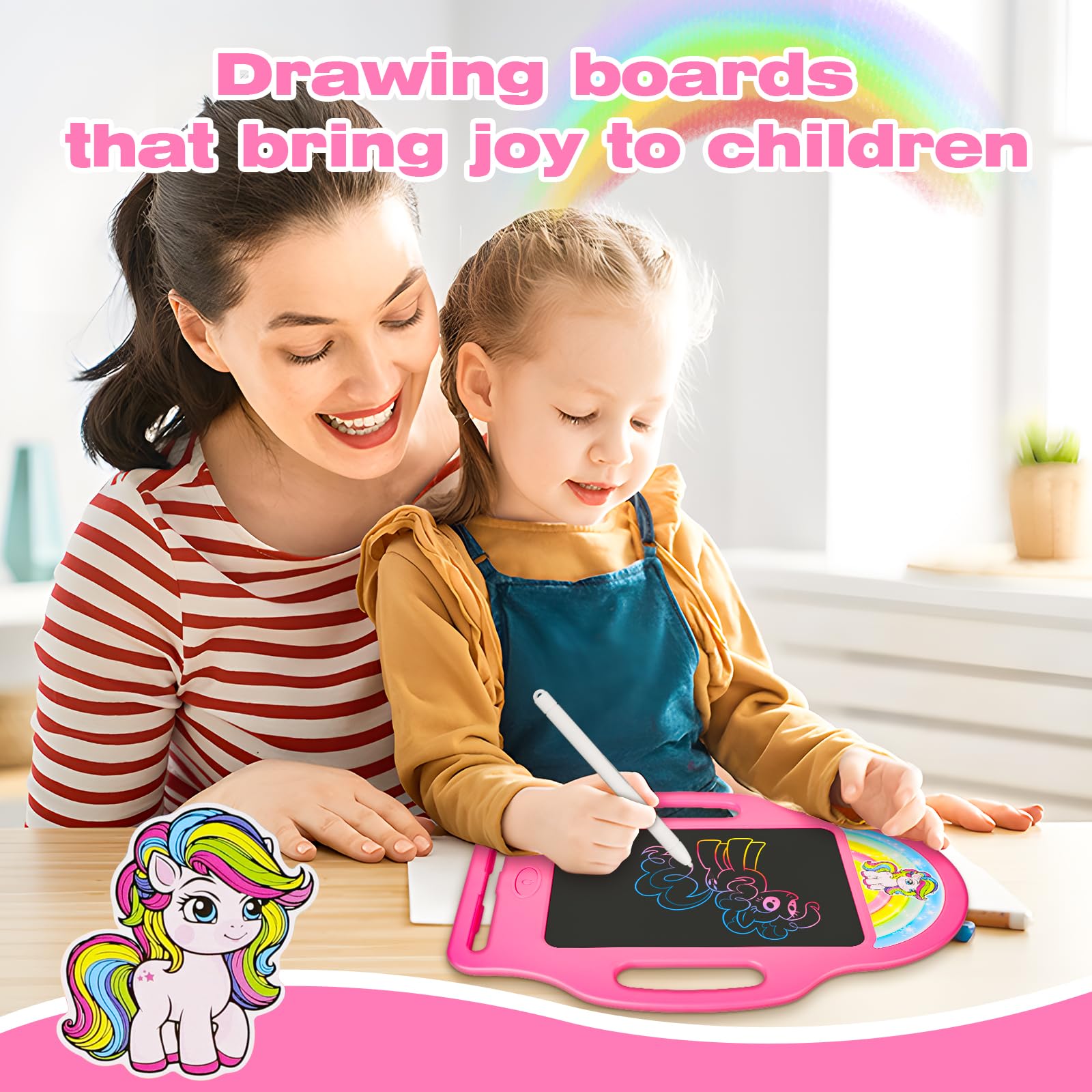 LAEBUILD Unicorn tablet with erase button and lock to prevent deletion.