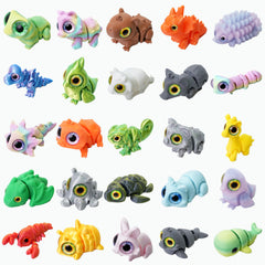 Laehovr mini 3D printed animal with shining eyes for focused desk play.