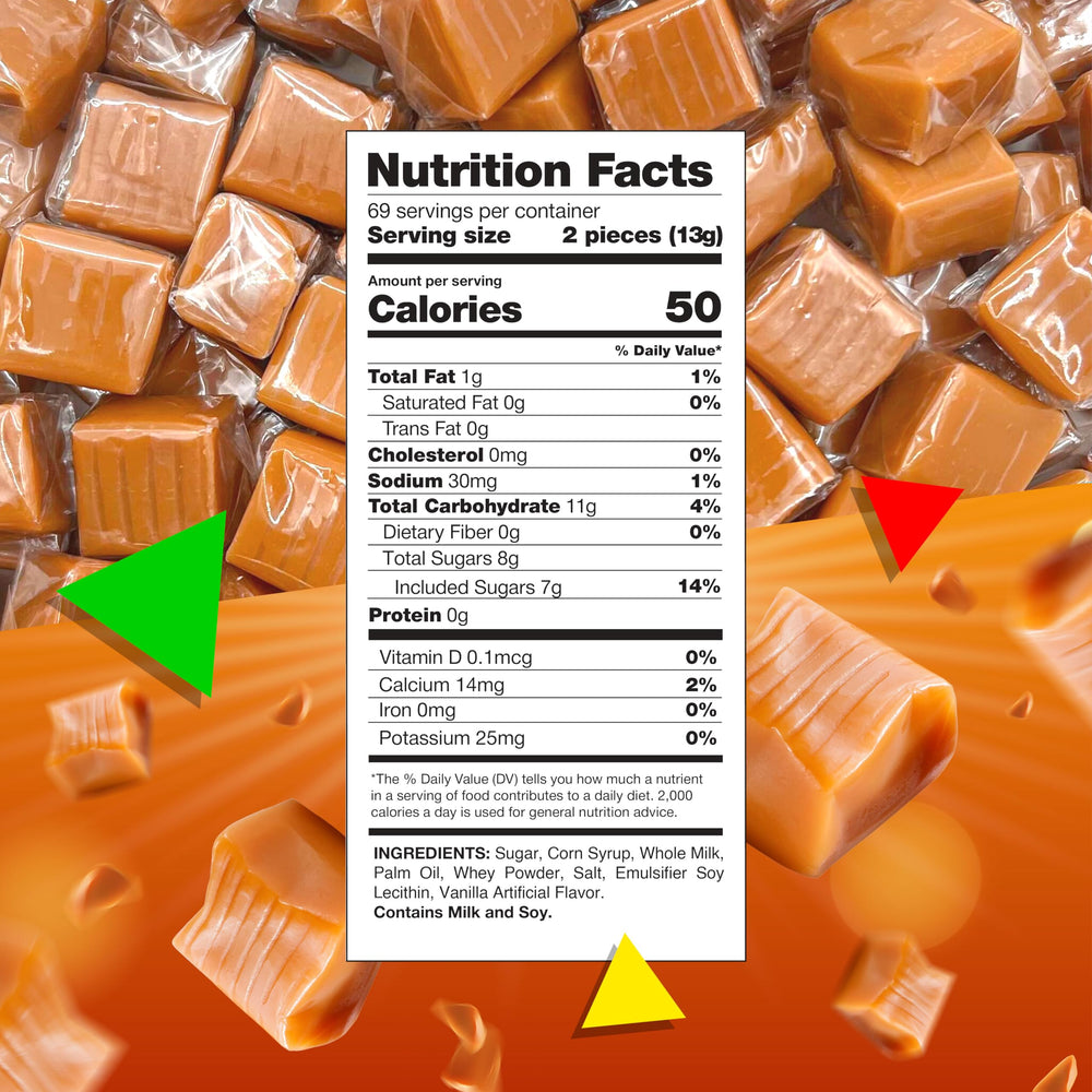 LAETAFOOD Caramel Cubes individually wrapped vanilla caramels for on-the-go snacking.