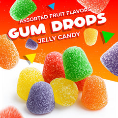 LAETAFOOD Gum Drops grape pieces in a colorful candy bowl.