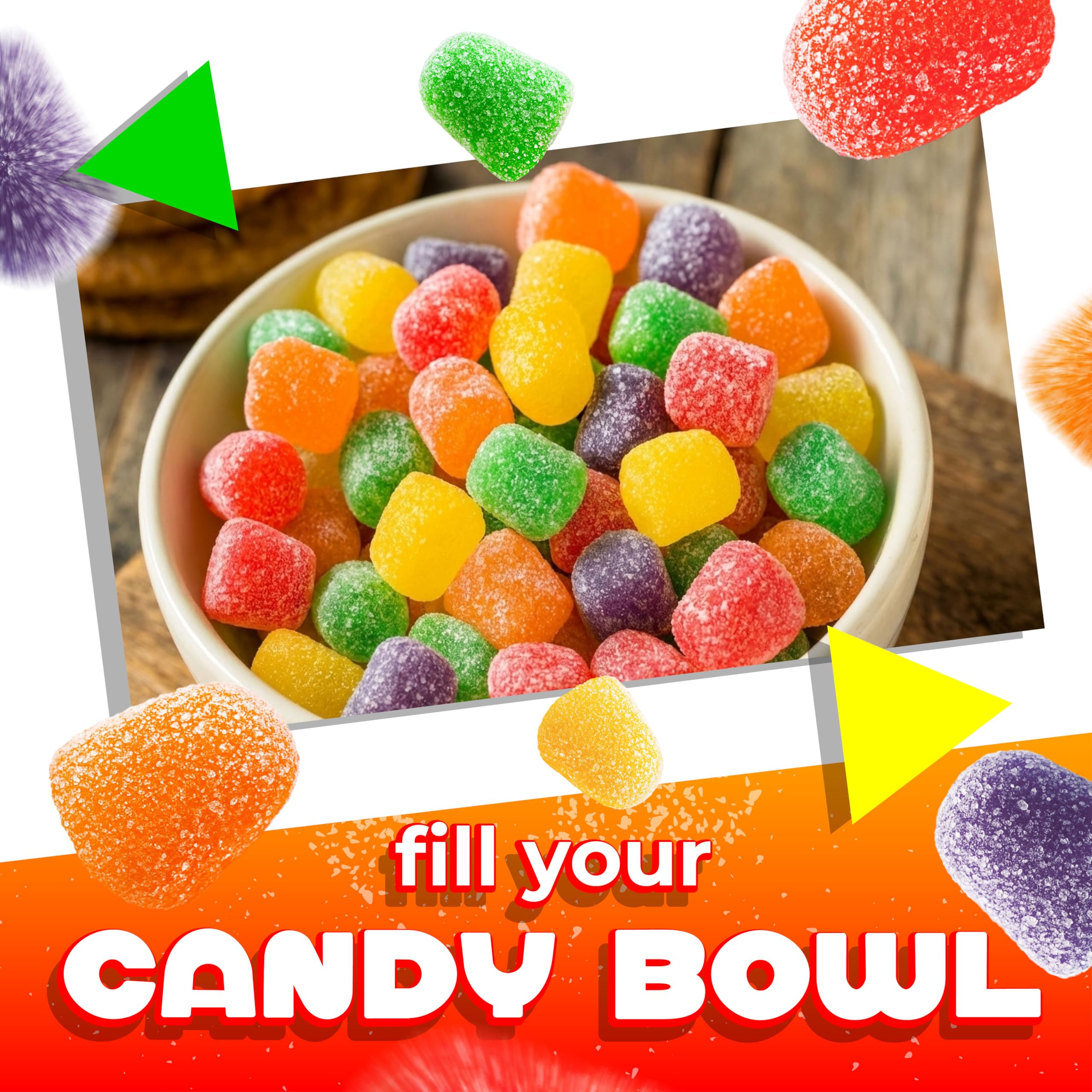 LAETAFOOD Gum Drops assorted colors in a bag, eye-catching display.