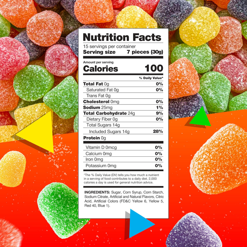 LAETAFOOD Gum Drops orange bites arranged on a tasting board.
