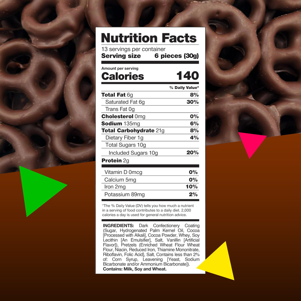 LAETAFOOD pretzels in dark chocolate coating: crisp texture with a smooth mildly sweet finish.