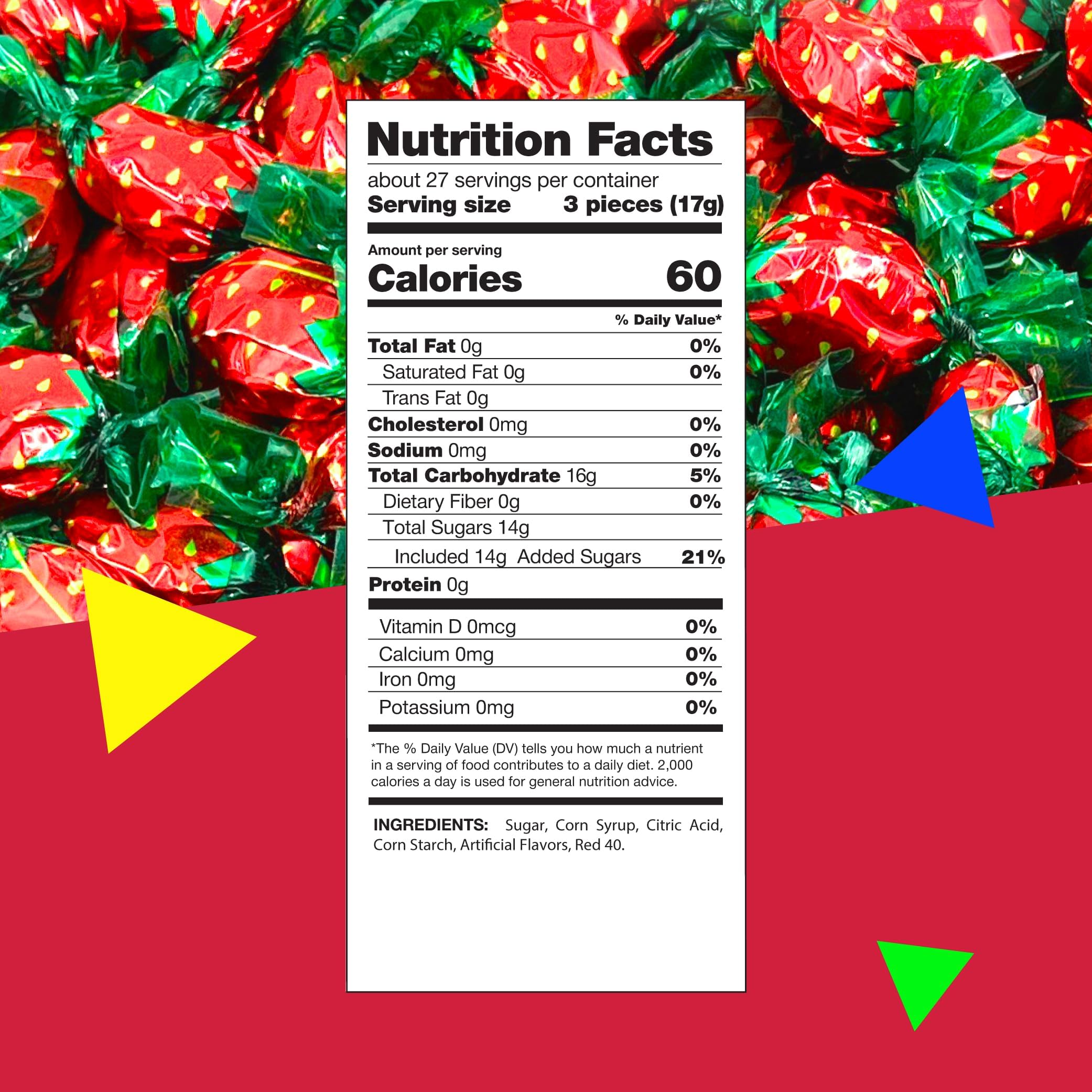 LAETAFOOD Strawberry hard candy individually wrapped for convenient treat bags and buffets.