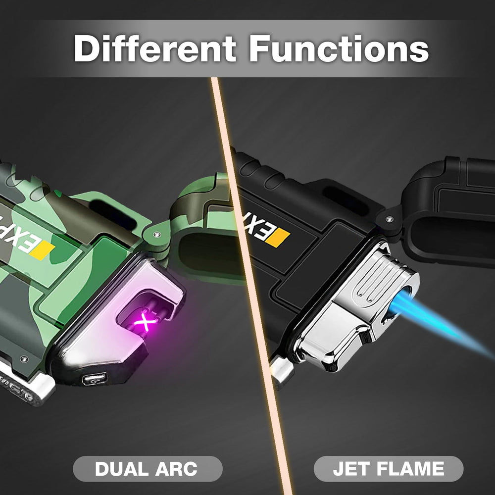 Laffizz dual-arc electric lighter shown for windproof outdoor ignition.