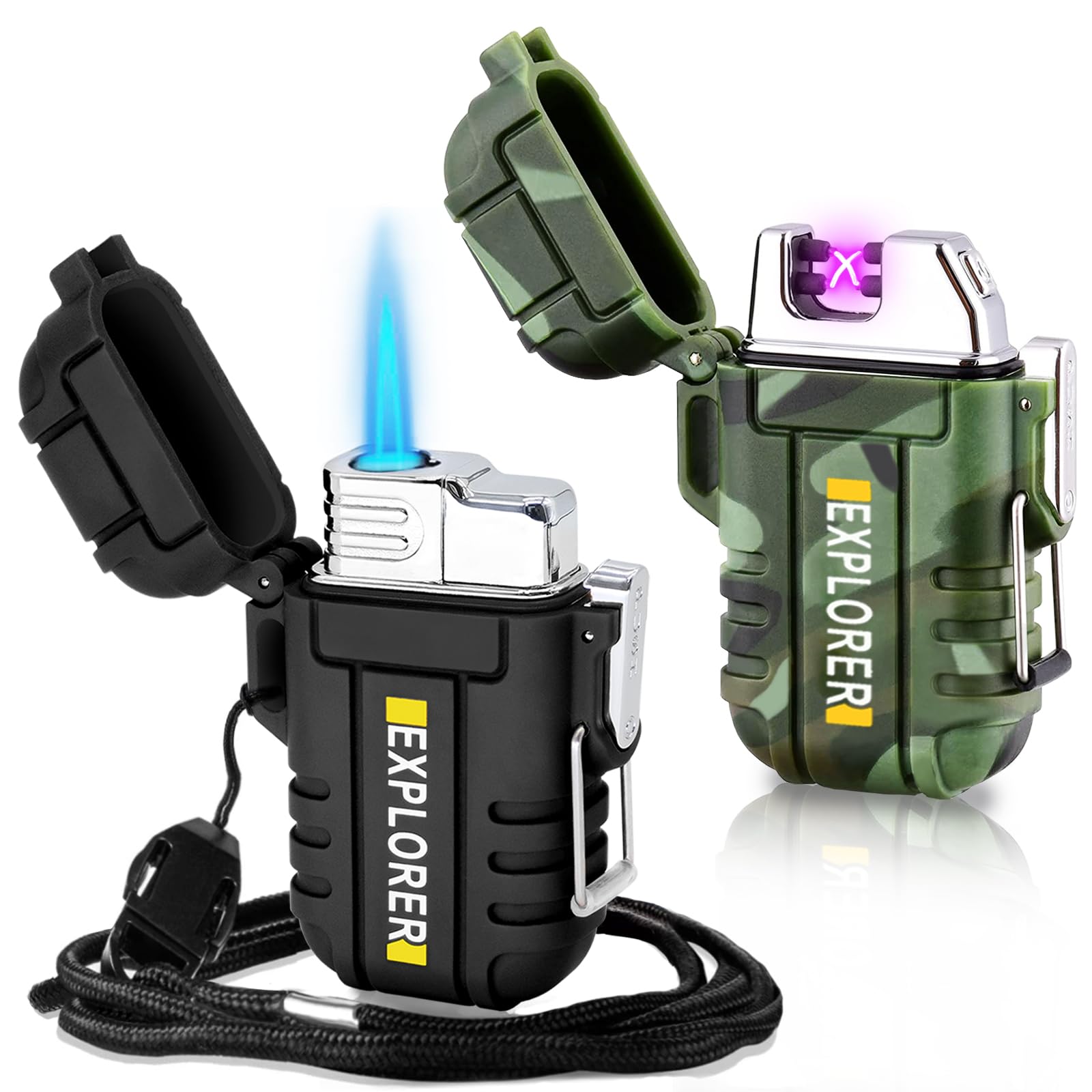 Laffizz two-pack waterproof lighters for rugged outdoor use in any weather.