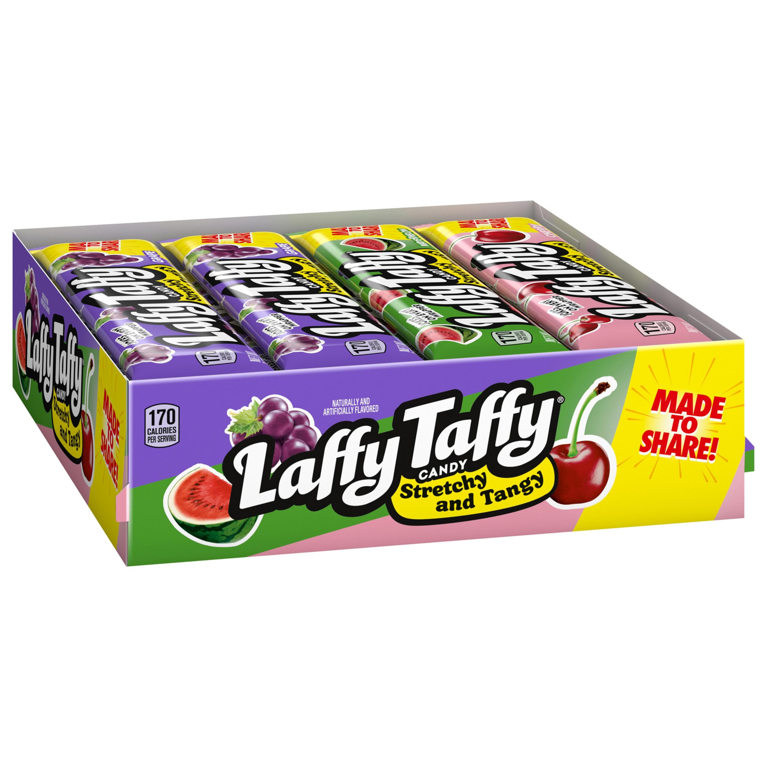 Laffy Taffy grape stretchy bar, chewy fruit flavor for quick snacking