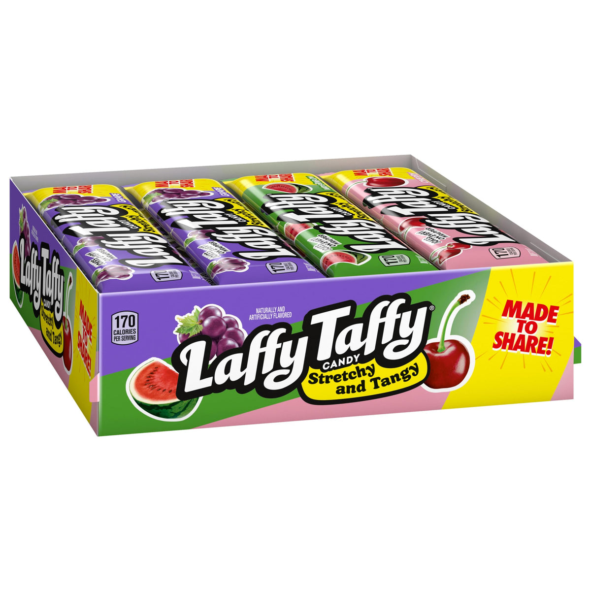 Laffy Taffy grape stretchy bar, chewy fruit flavor for quick snacking