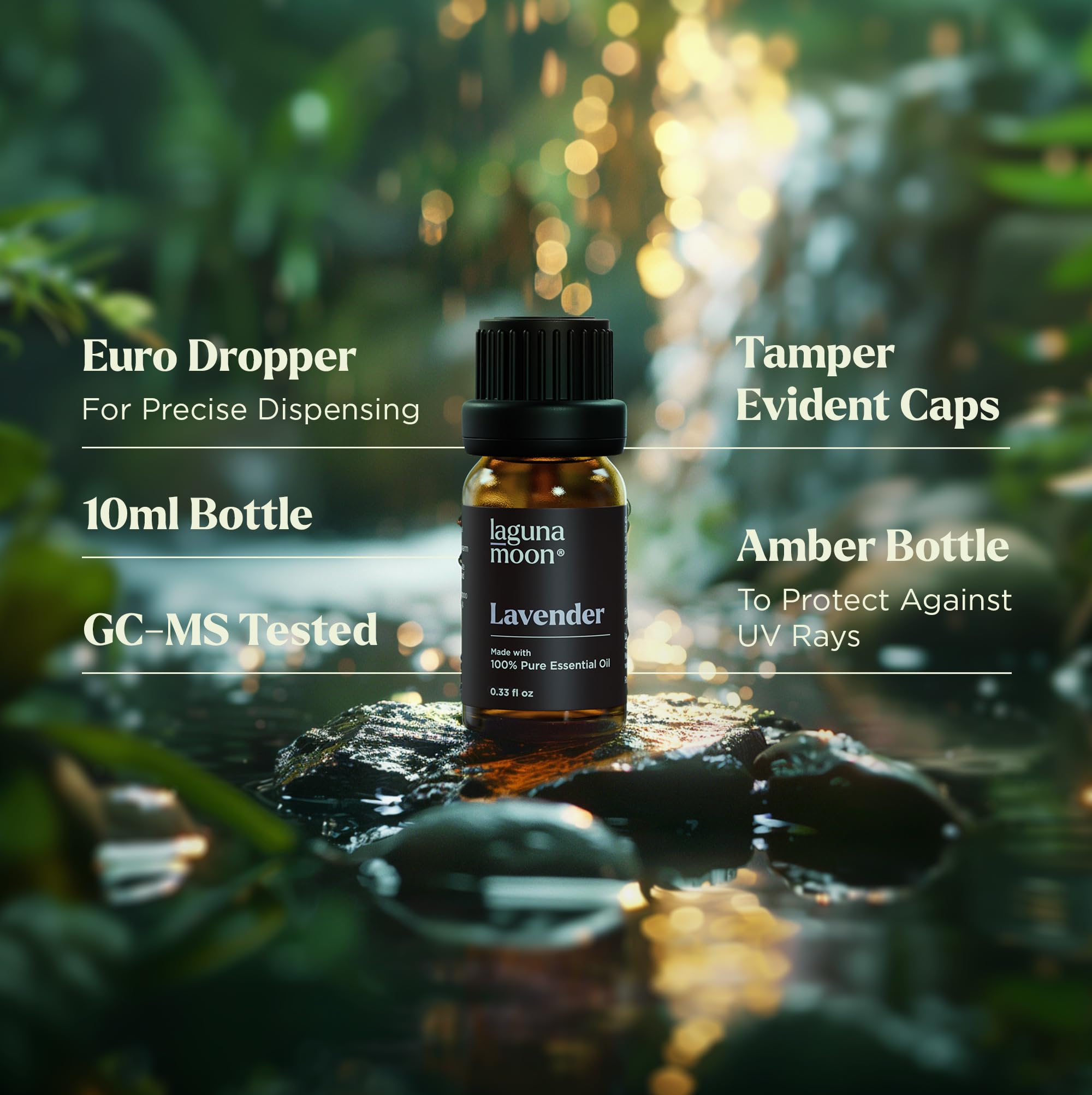 Lagunamoon lemongrass oil bottle delivers citrusy freshness for aromatherapy and crafts.