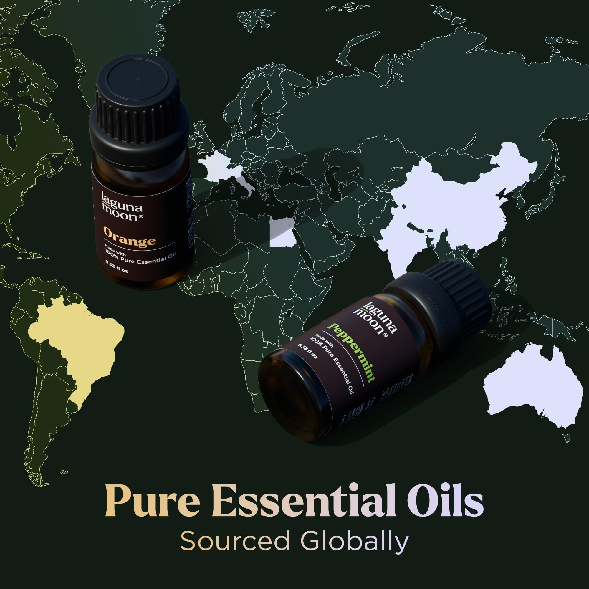 Lagunamoon peppermint oil bottle offers invigorating scent for energizing diffusions.