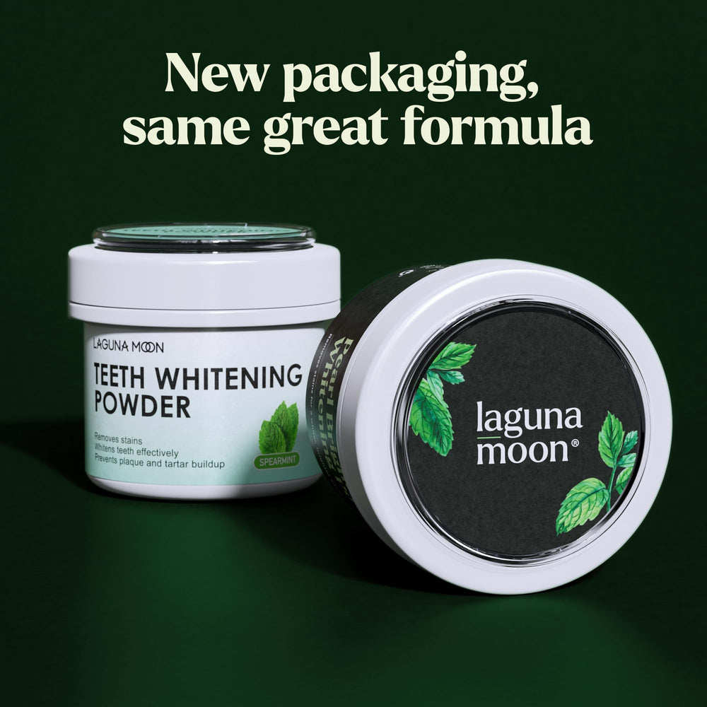Lagunamoon Teeth Whitening Powder for sensitive teeth with gentle cleansing.