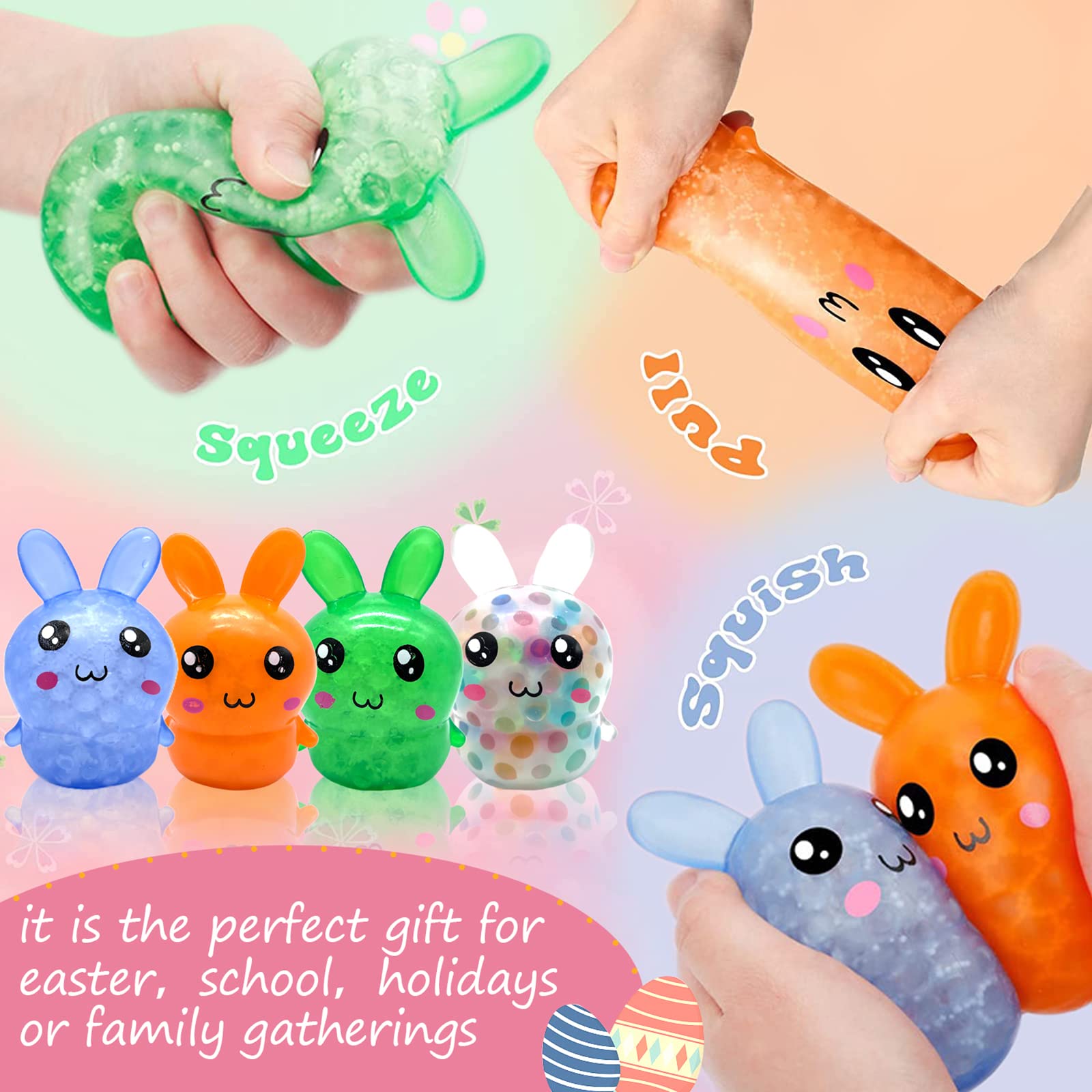 LAHAND Easter basket stuffer stress ball with bunny shape for classroom rewards and play.