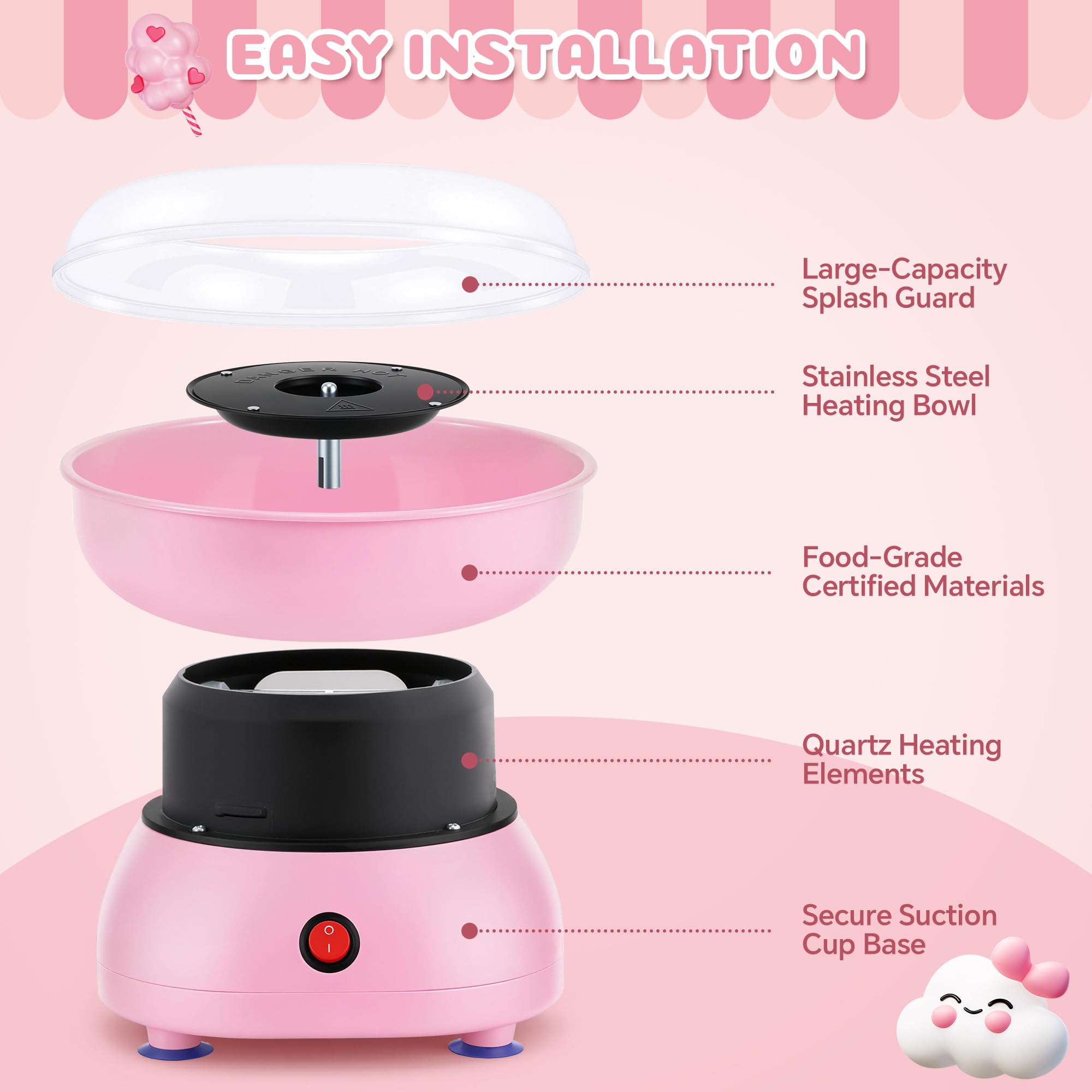 Laicao pink vintage cotton candy maker, ideal for nostalgic celebrations
