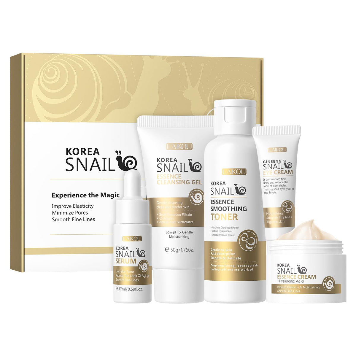 LAIKOU snail-ginseng cleanser bottle for refreshing cleanse and gentle hydration.