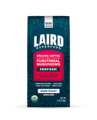 Laird Superfood Peruvian Dark Roast with mushrooms in the bag; bold aroma awaits