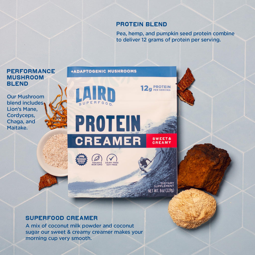 Laird Superfood adaptogens ingredients label highlighting benefits