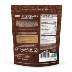 Laird Superfood hot chocolate ingredients panel highlights dairy-free vegan formula.