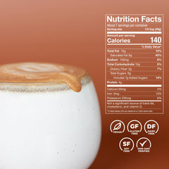 Laird Superfood hot chocolate mug serve with steaming cup for cozy moments.