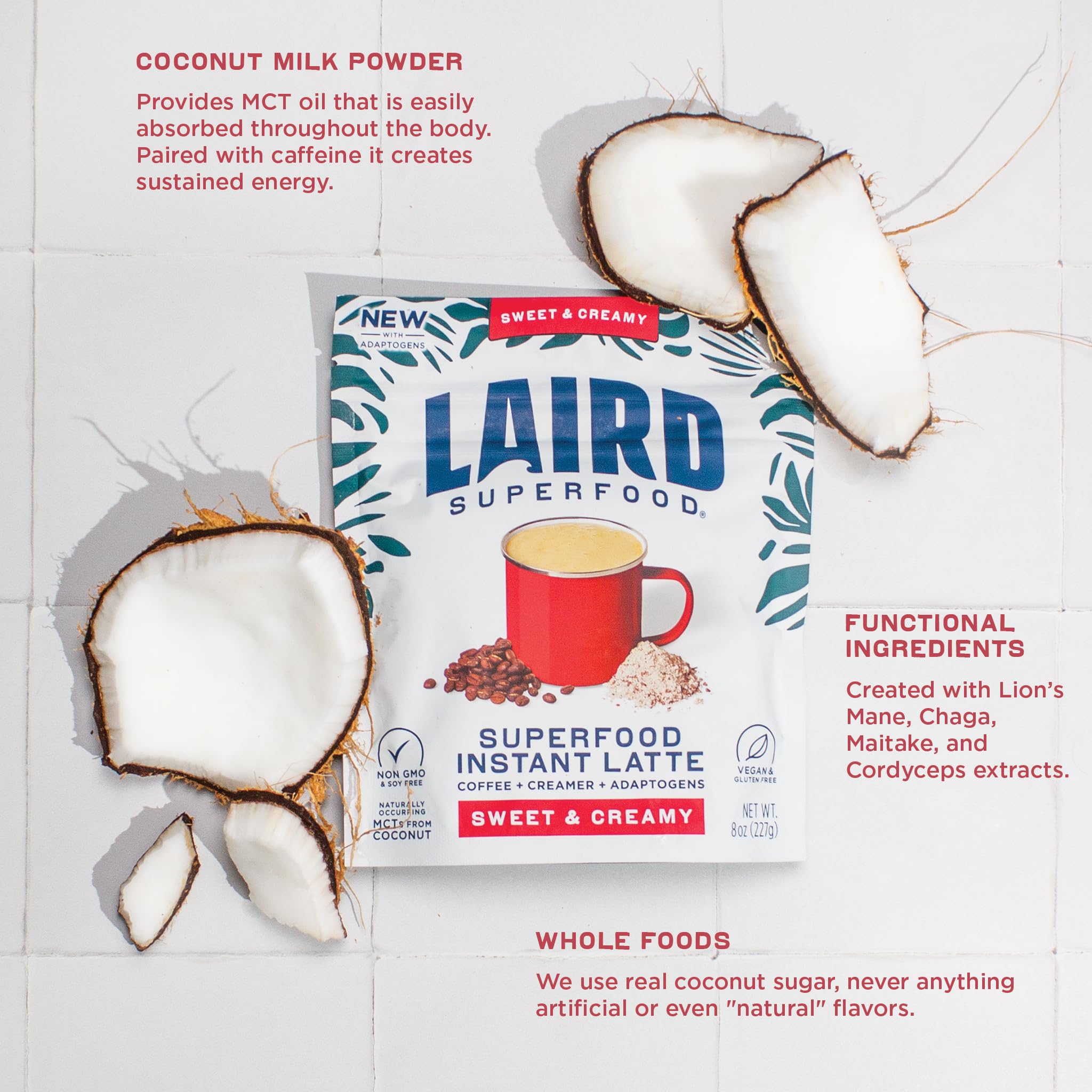 Laird Superfood instant latte gluten-free vegan option blends seamlessly