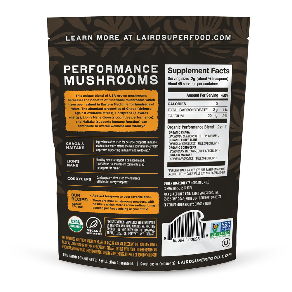 Laird Superfood mushroom powder scoop measuring a convenient serving