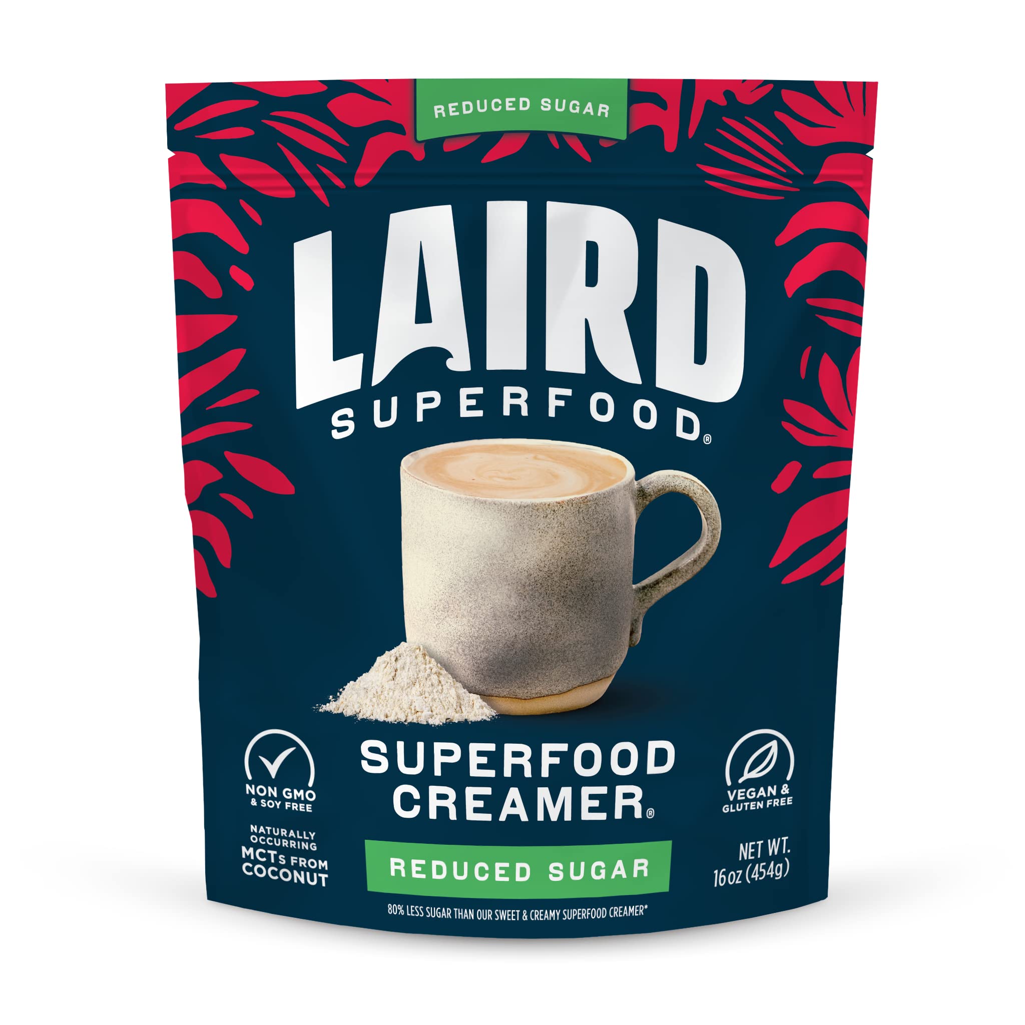 Laird Superfood non-dairy creamer bag on counter for shelf-stable convenience