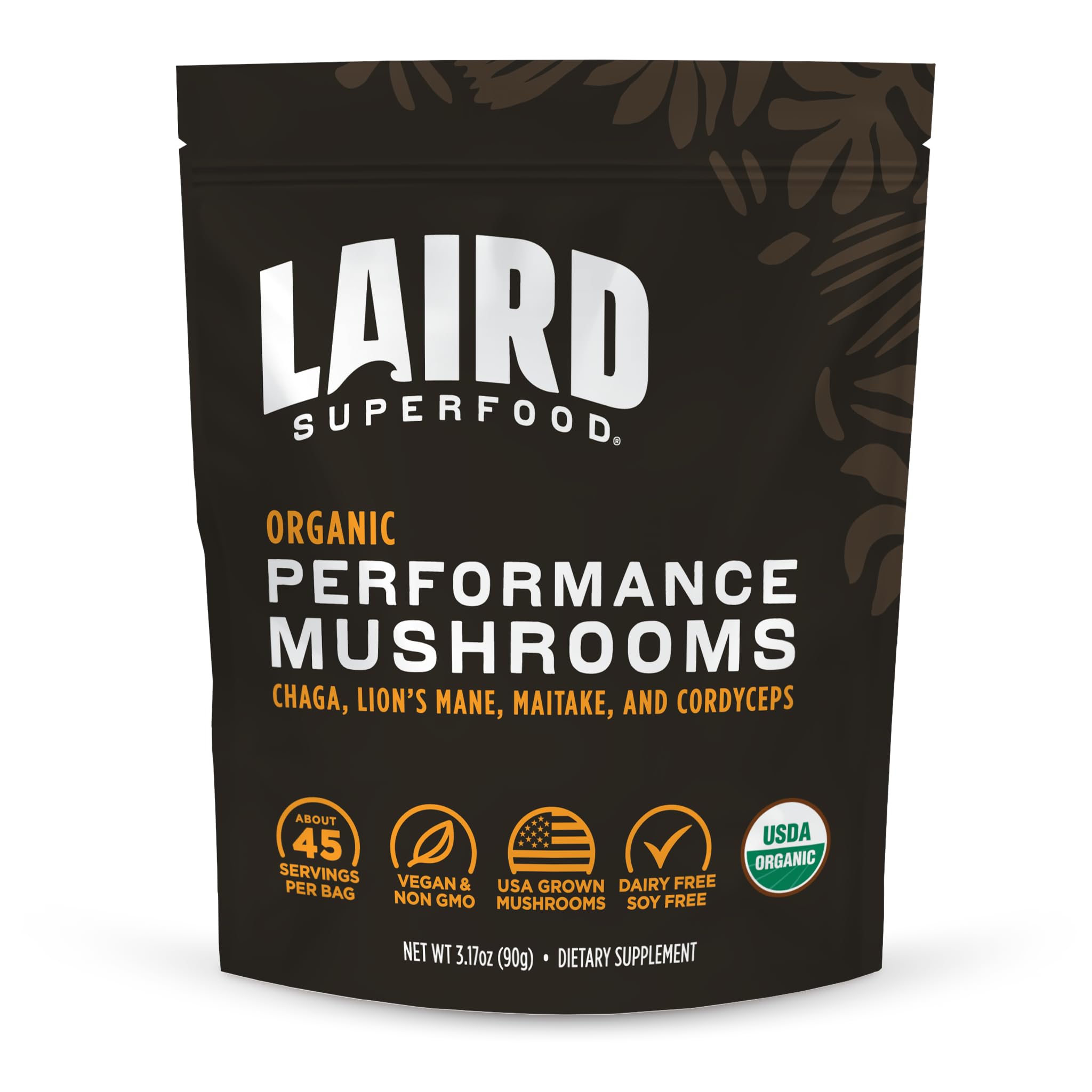 Laird Superfood Organic Mushroom Blend bag ready for daily energy support