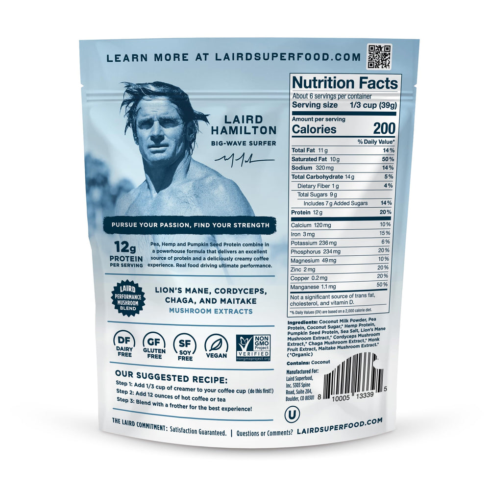 Laird Superfood Creamer scoop pouring into cup for richness