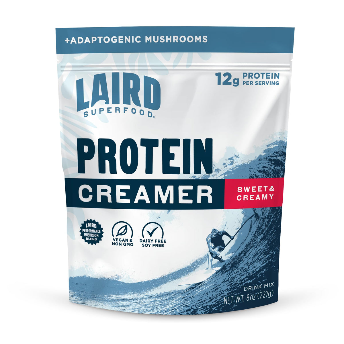 Laird Superfood Protein Creamer bag ready to blend into coffee