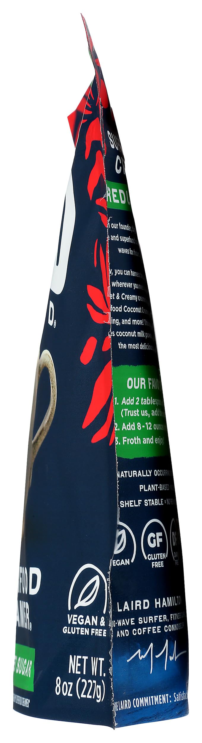 Unsweetened label on Laird Superfood coffee creamer pouch