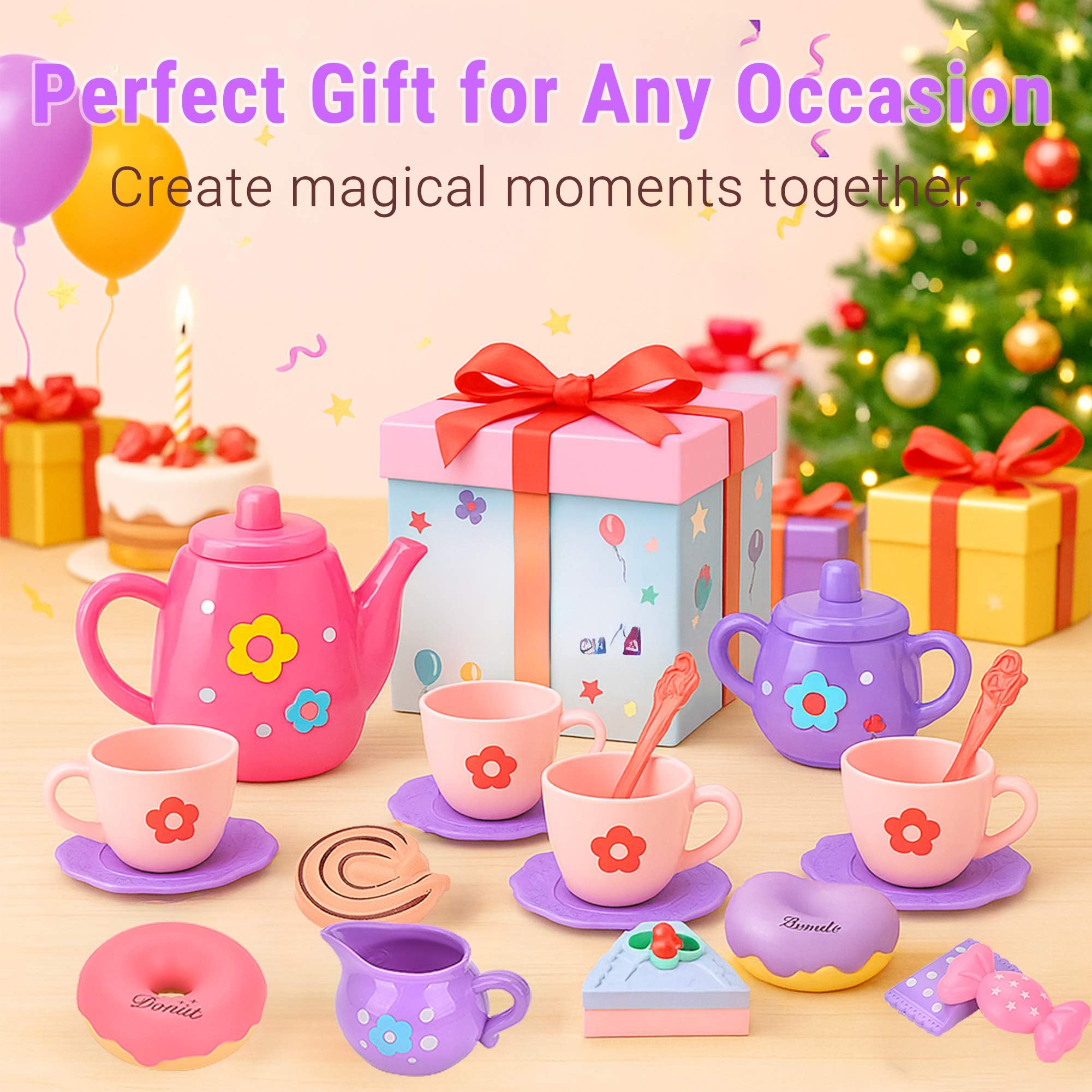 Outdoor tea time with Lajeje set for backyard pretend play.