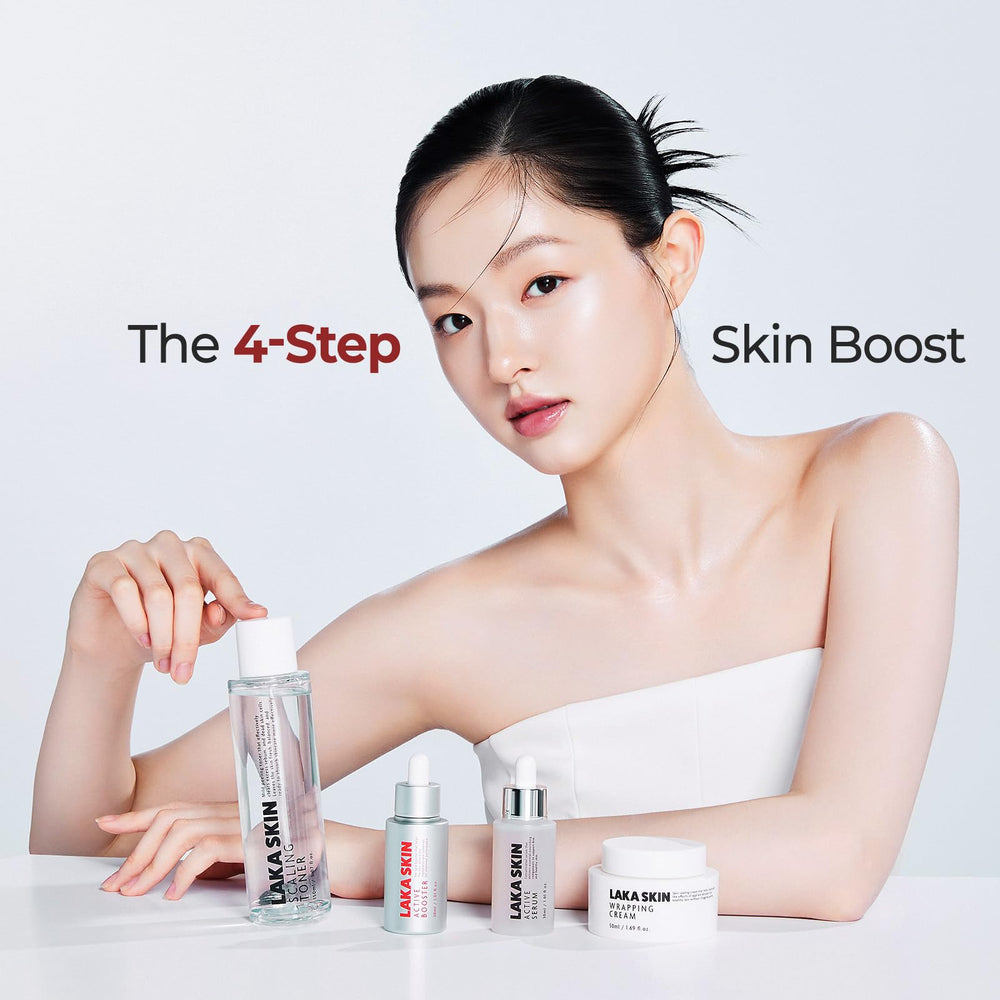 Laka Skin Wrapping Cream serum-application scene suggests layering across skin.