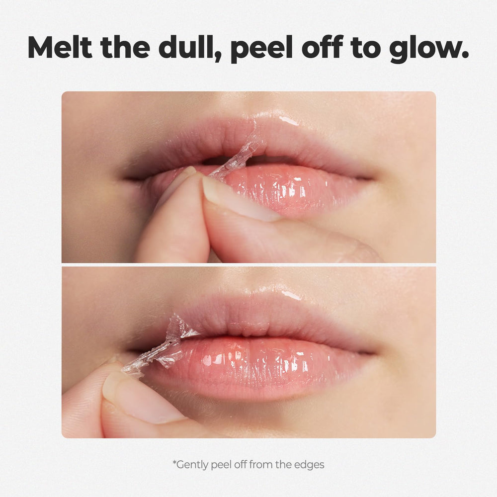 Laka Soothing Prep Lip Mask peel-off action reveals smoother lips