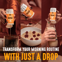 Cup of tea with Lakanto Caramel Drops for smooth caramel note