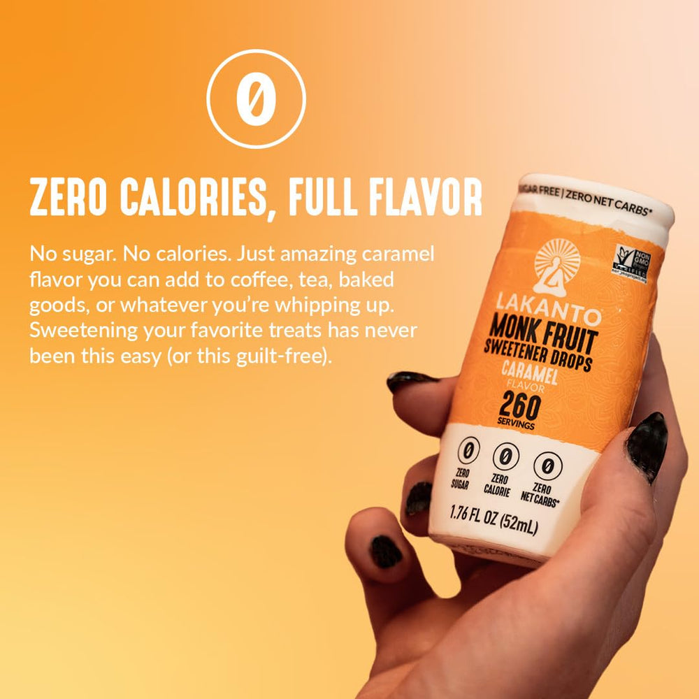 Compact Lakanto bottle in travel setting for on-the-go sugar-free sweetness