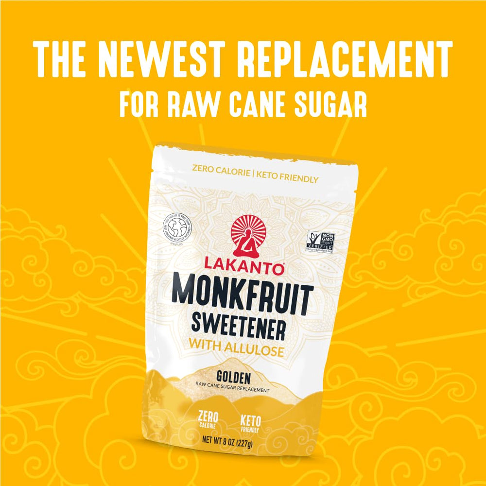 Coffee cup featuring Lakanto Golden Monkfruit Sweetener for a sugar-free boost.