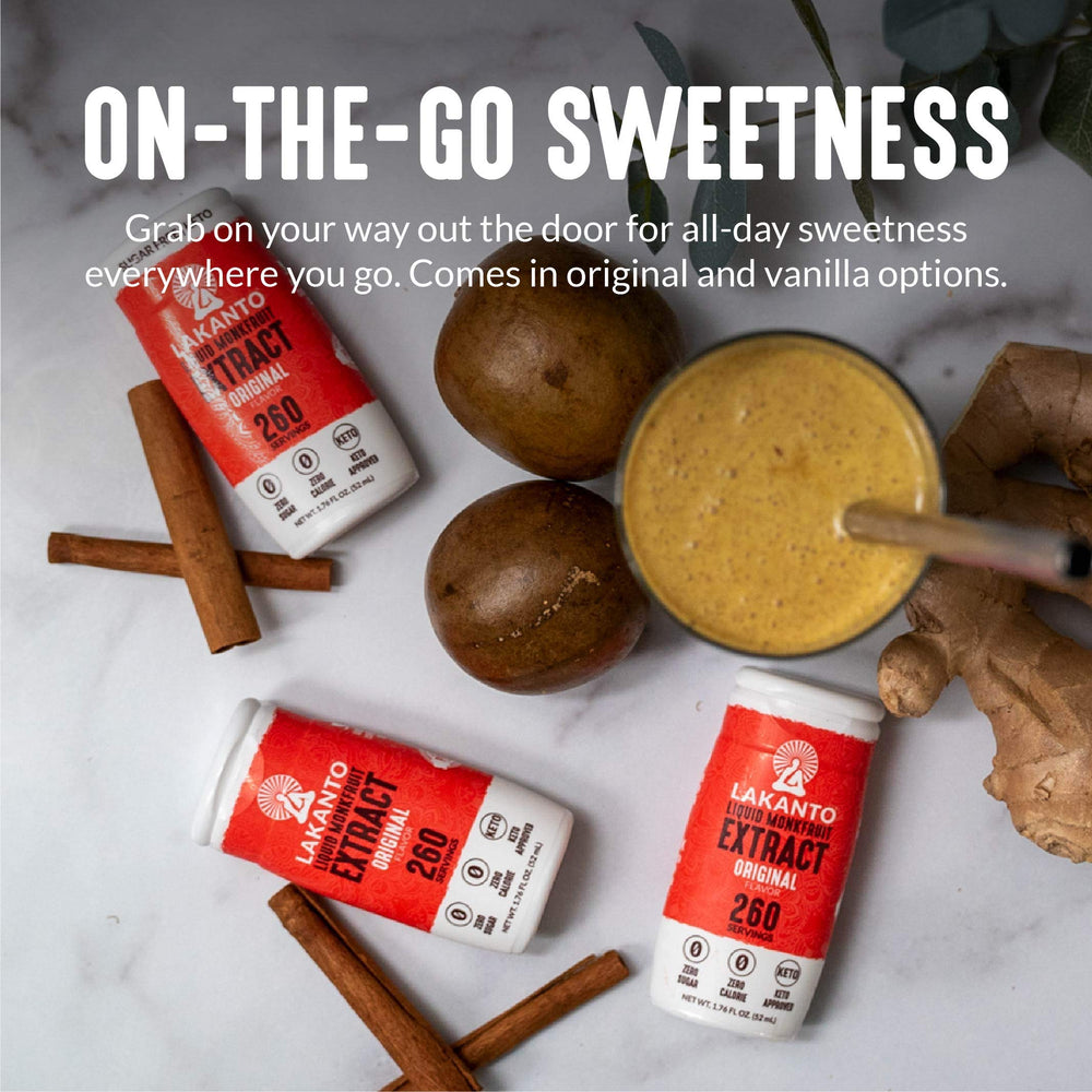 Lakanto Monk Fruit Drops on-the-go bottle for easy daily sweetening.