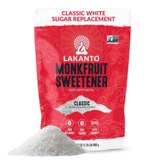 Lakanto monkfruit sweetener bag offers calorie-free sweetness.