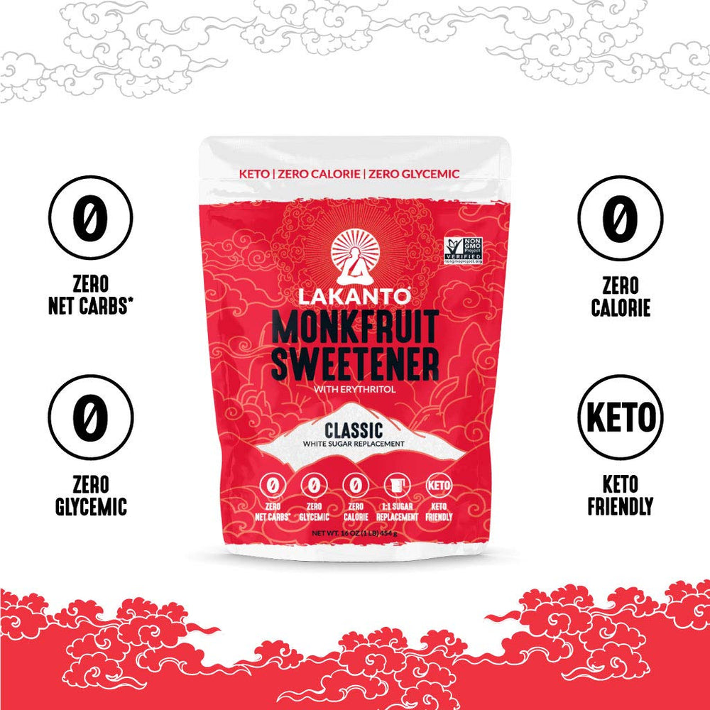 Lakanto Monk Fruit Sweetener dissolving in tea for smooth sweetness.