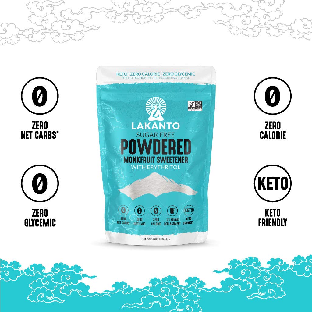 Lakanto powdered monk fruit sweetener in baking dough for cookies.