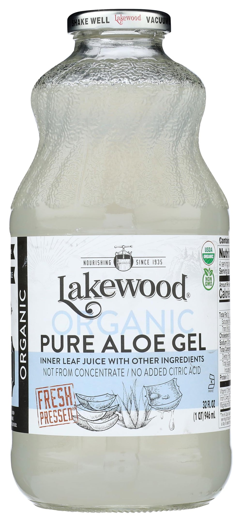 Lakewood Organic Aloe Vera Gel Juice bottle ready for daily hydration